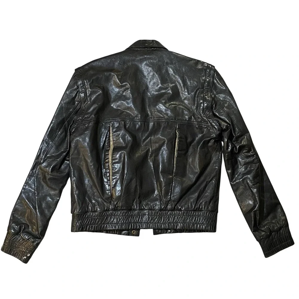 RARE‎ Vintage 80's Stratège Leather Convertible Jacket/ Vest Mens Size 38 Black